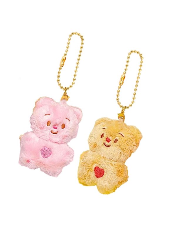 Lovely Butters Bear Couple Keychain Plush Pendant for Lovers Sweet Gifts