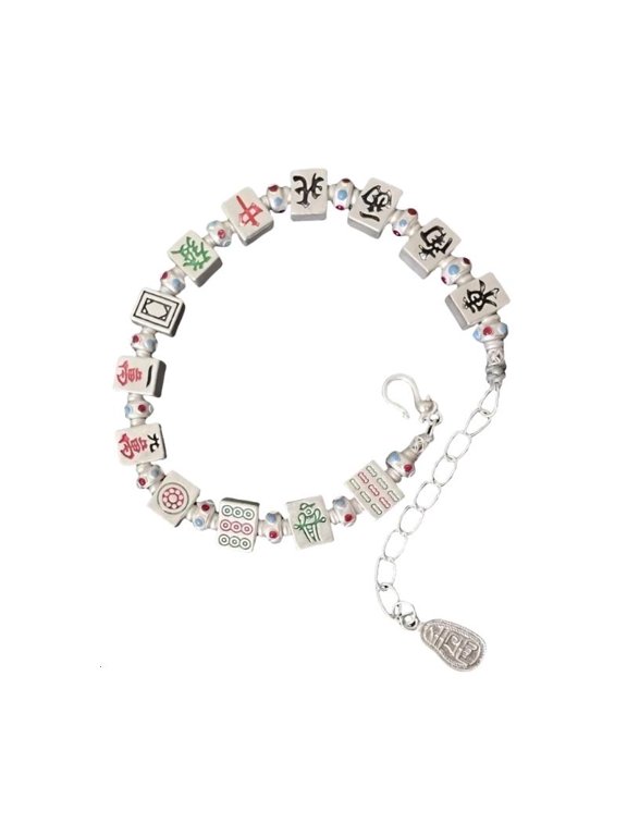 Lucky Mahjong Enamel Bracelet With Wealth Symbol For Women Fashion Jewelry