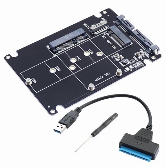 CEORPER MSATA to Sata 3.0 Adapter USB 3.0 Sata Hard Disk 2 in 1 Converter with Cable