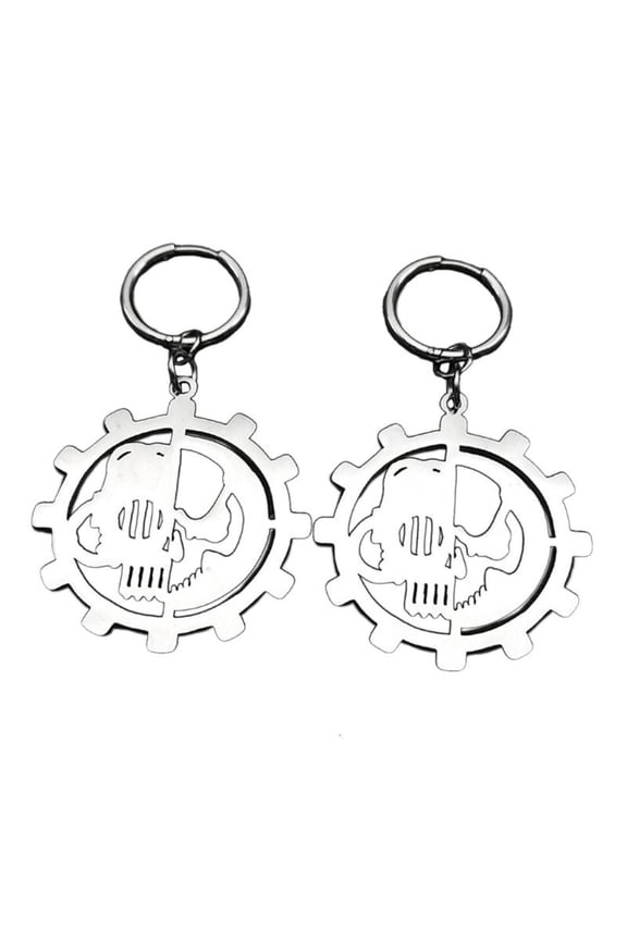 Modern Stainless Steel Greek Wheel Charm Ear Rings for Fashion Enthusiasts