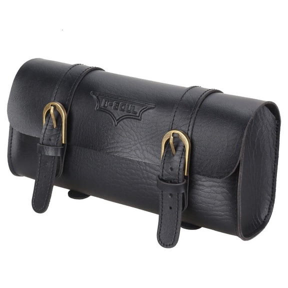 CEORPER Motorcycle Saddle Storage Bag, PU Bike Handlebar Tool Bag, Barrel Shape