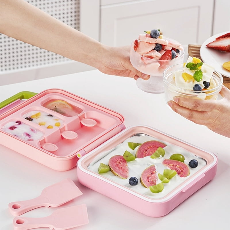 CEORPER Multi Functional Stir Fried Yogurt Machine, Sealed Ice Maker, Household Fruit Yogurt Machine, Small Ice Cream and Ice Cream Mold Set