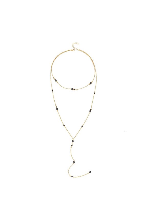 Multi Layer Y Shape Necklace with Unique Charm Pearls Accent Fashion Jewelry