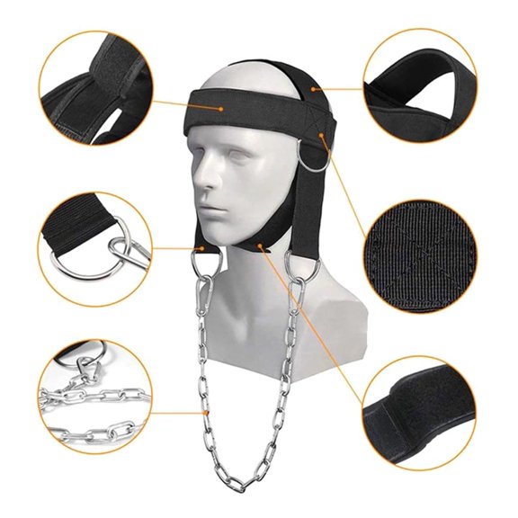 CEORPER Muscle Builder Head Harness Strength Fitness Powerlifting Workout Boxing Strong Neck Metal Chain Exerciser Strengthener