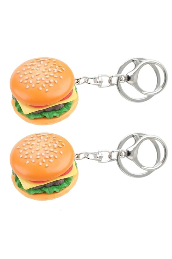 Pack of 2 Hamburger Keychains Gift Ready Packaging Any Occasion