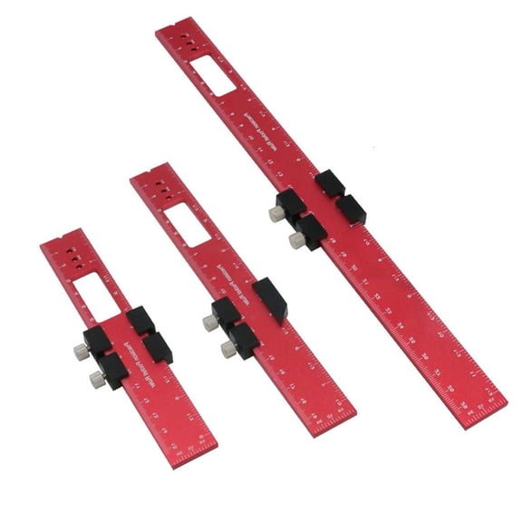 CEORPER Pocket Rule Aluminium Set 12/8/6 Inch Woodworking Ruler with Slide Stop 3pcs