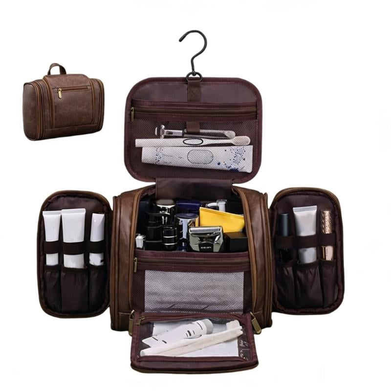 CEORPER Portable Hanging Cosmetic Organizers Multiple Pockets Waterproof PU Camping Travel Essential