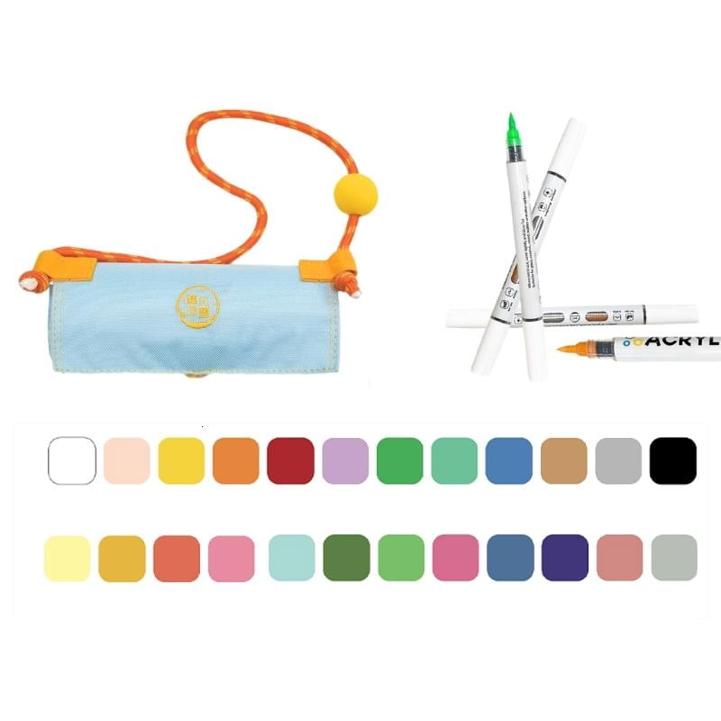 CEORPER Portable Roll Up Marker Case Contains Artist Grade Coloring Pens For Travel