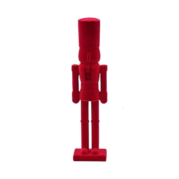 CEORPER Red Flocking Nutcrackers Decors Ornament for Tabletop Christmas Display