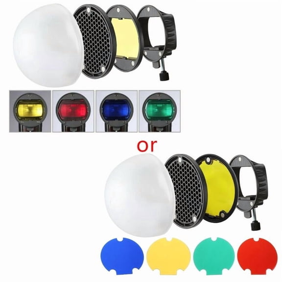 CEORPER Replacement Flash Speedlight Honeycomb Grid 4 Color Filters Diffuser Ball