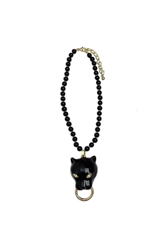 Retro Enamel Leopard Head Bead Necklace 2025 Autumn Winter High-end Feeling