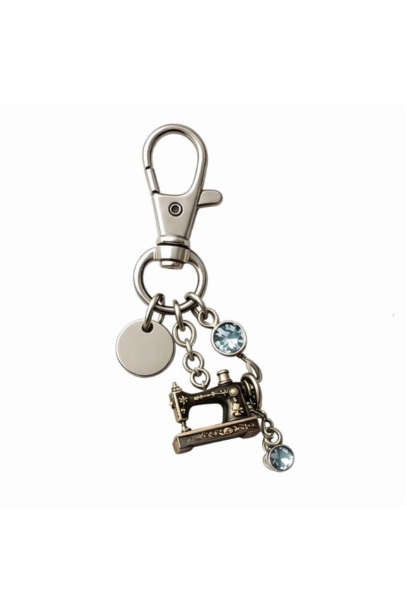 Retro Sewing Machine Keyring Soft Clay Handcrafted Novelty Key Holder for Bag