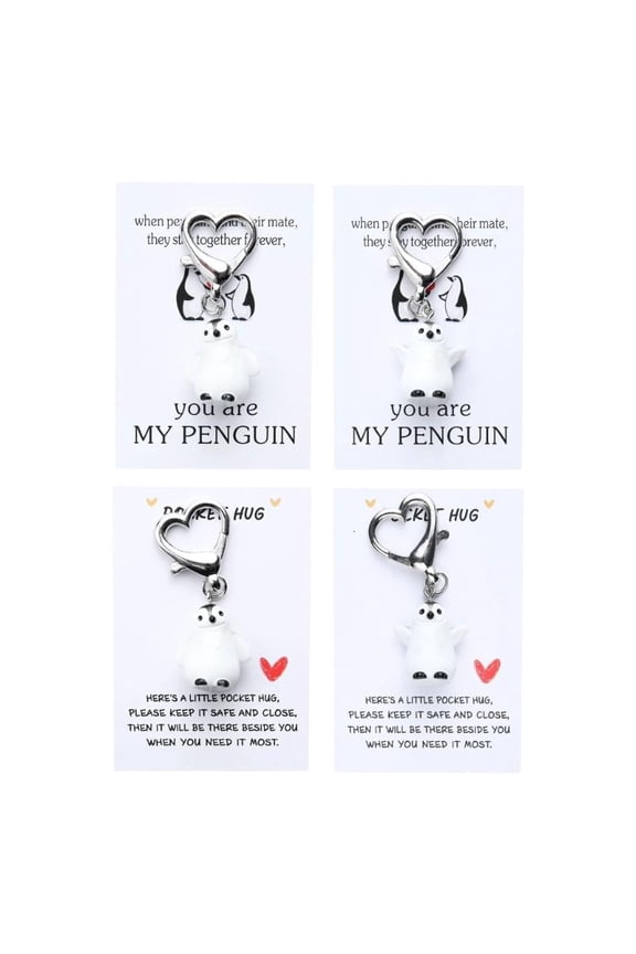 Romantics Couple Penguins Key Holder With Card Fun Resin Accessories