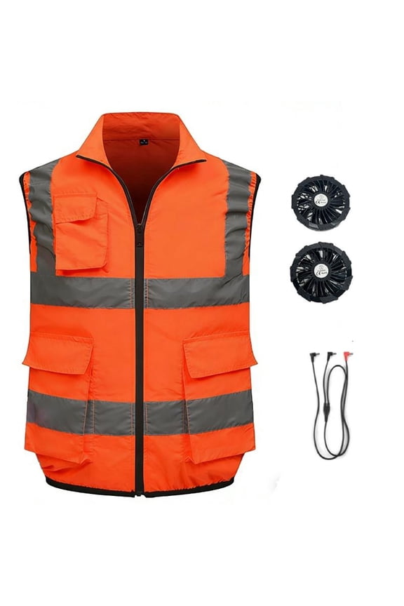 Safety Cooling Vest Jacket with 2 Fans Reflective Ice Vest for Hot Weather