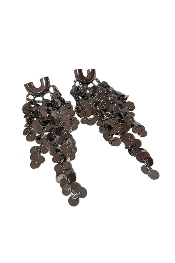 Sequins Tassel Earrings Exaggerated Long Dangle Drop Earring Shiny-Sequins