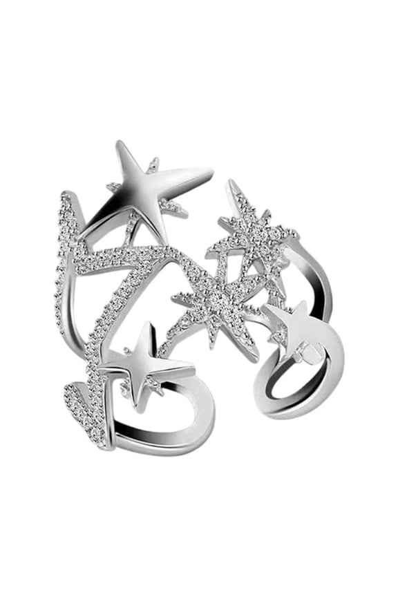 Star Pattern Copper Ring Versatile Jewelry For Casual Or Formal Occasions