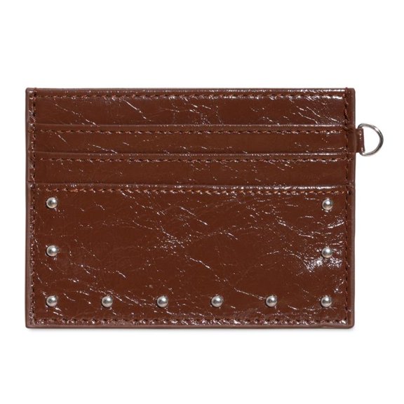 CEORPER Stylish PU Card Case Holder With Studs Cracked Design For Daily Use