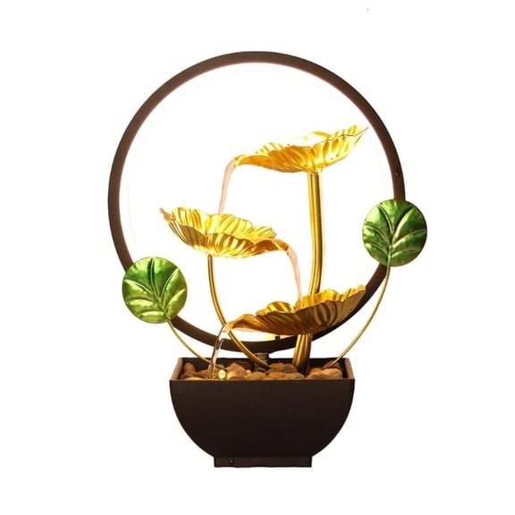 CEORPER Table top Waterfall Fountain 3 Tiered Leaf with LED Light
