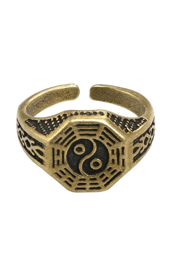 Taoist Themed Open Rings Craft From Sturdy Brass Metal