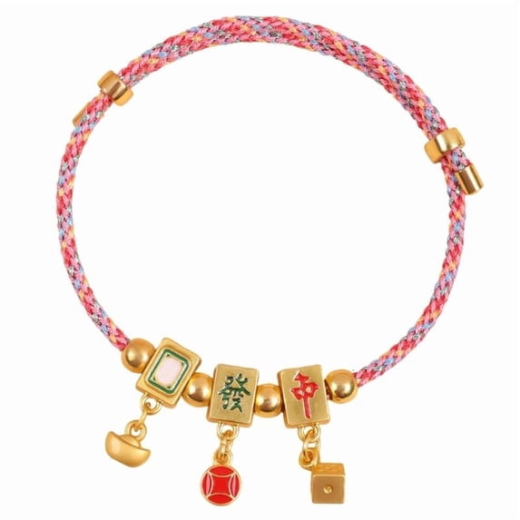 CEORPER Traditional Mahjong Pattern Soft Rope Wristband Comfortable Daily Accessory