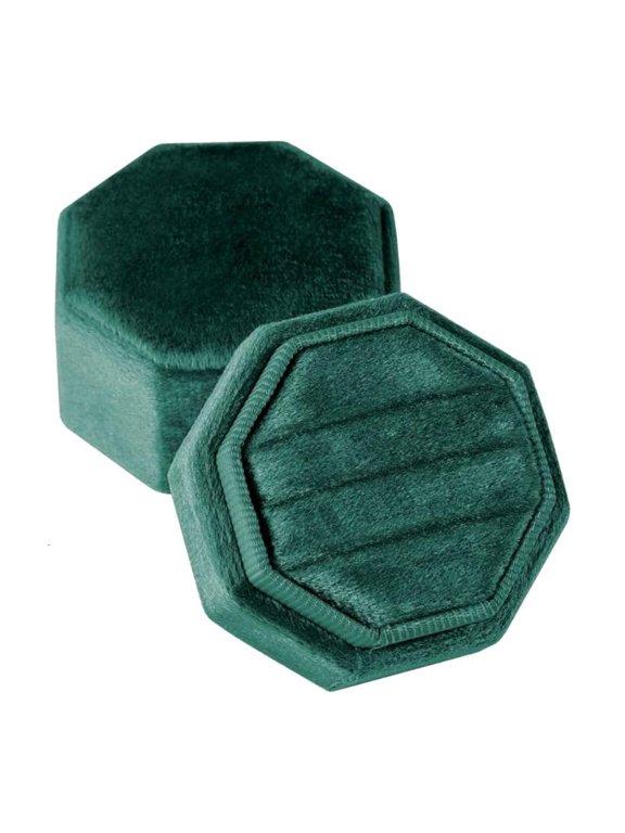 Triple Rings Presentation Box in Plush Octagonal Flannel Velvets Rings Box