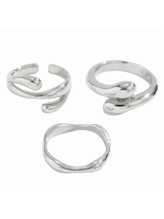 Unique Bendable Rings Jewelry Set Liquid Lava Shaped Rings for Fashion Lovers