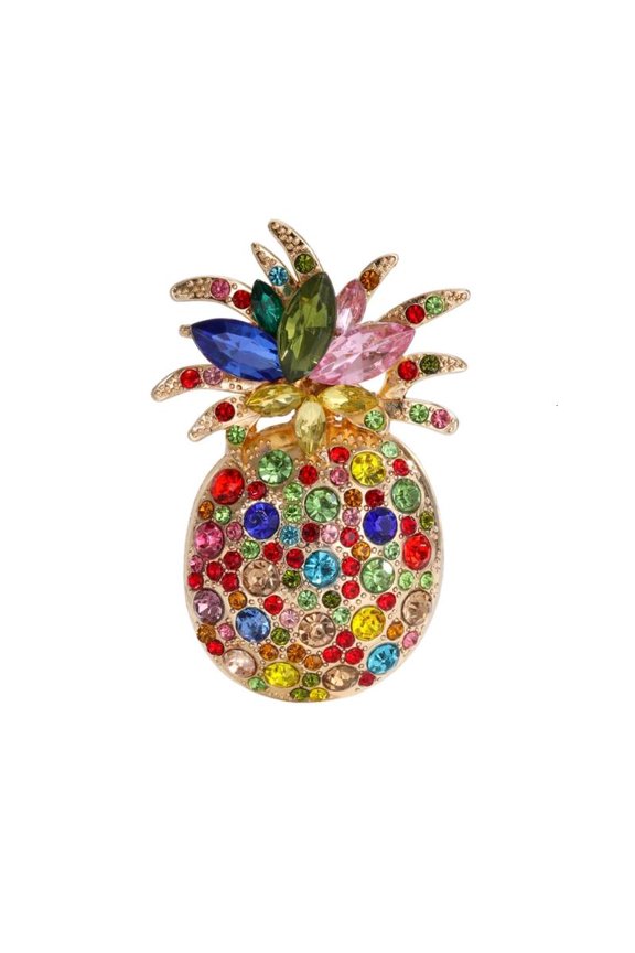 Unique Pineapple Design Brooch Colorful Accents Sturdy Alloy Gift
