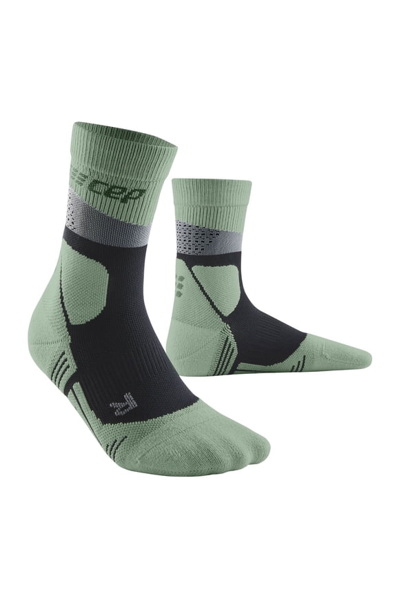 CEP Adult Female Hiking Max Cushion Mid Cut Compression Socks, Color: Gray/Mint, Size: II