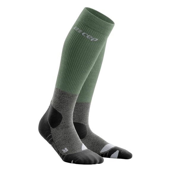 CEP Adult Female Hiking Merino Tall Compression Socks, Color: Green/Light Gray, Size: III