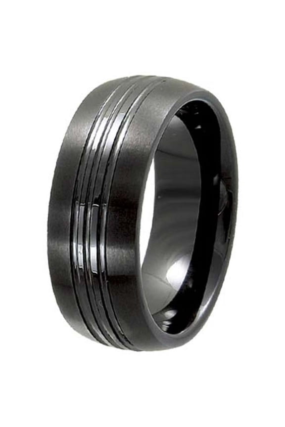 CER-3037-sz-10 8 mm Ceramic Band Ring, Black - Size 10