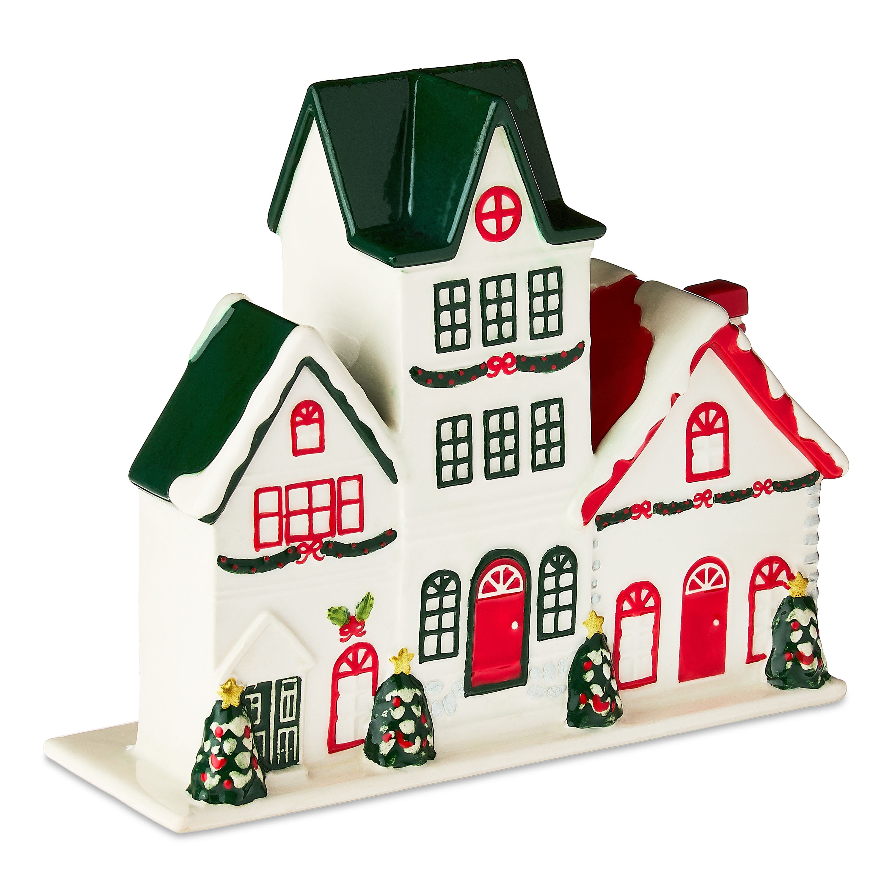 Trio of Houses Christmas Tabletop Decoration, Red/White/Green, 8.25" x 7", by Holiday Time - Walmart.com