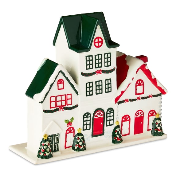 Trio of Houses Christmas Tabletop Decoration, Red/White/Green, 8.25" x 7", by Holiday Time
