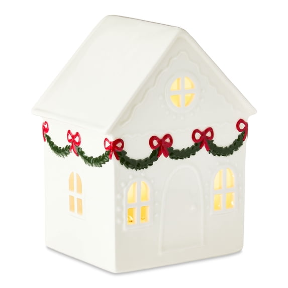 Light-Up LED Ceramic House Christmas Tabletop Decoration, White, 7", by Holiday Time