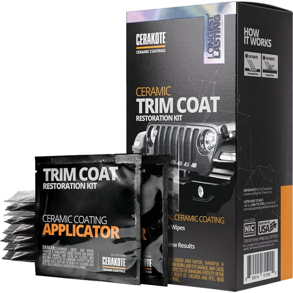 Cerakote Ceramic Trim Coat Kit - Plastic Trim Restorer, Ceramic Coating - Wipes, Cerakote Trim Coat