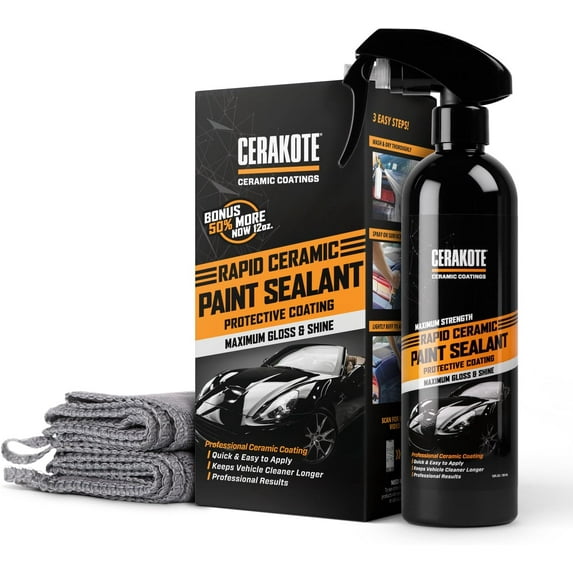 CERAKOTE® Rapid Ceramic Paint Sealant (12 oz.) – Now 50% More With a Premium Sprayer! - Maximum Gloss & Shine – Extremely Hydrophobic – Unmatched Slickness - Pro Results