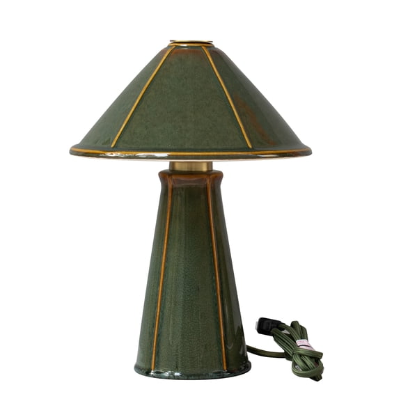 Better Homes & Gardens 14 in Green Reactive Glaze Ceramic Table Lamp with Integrated LED