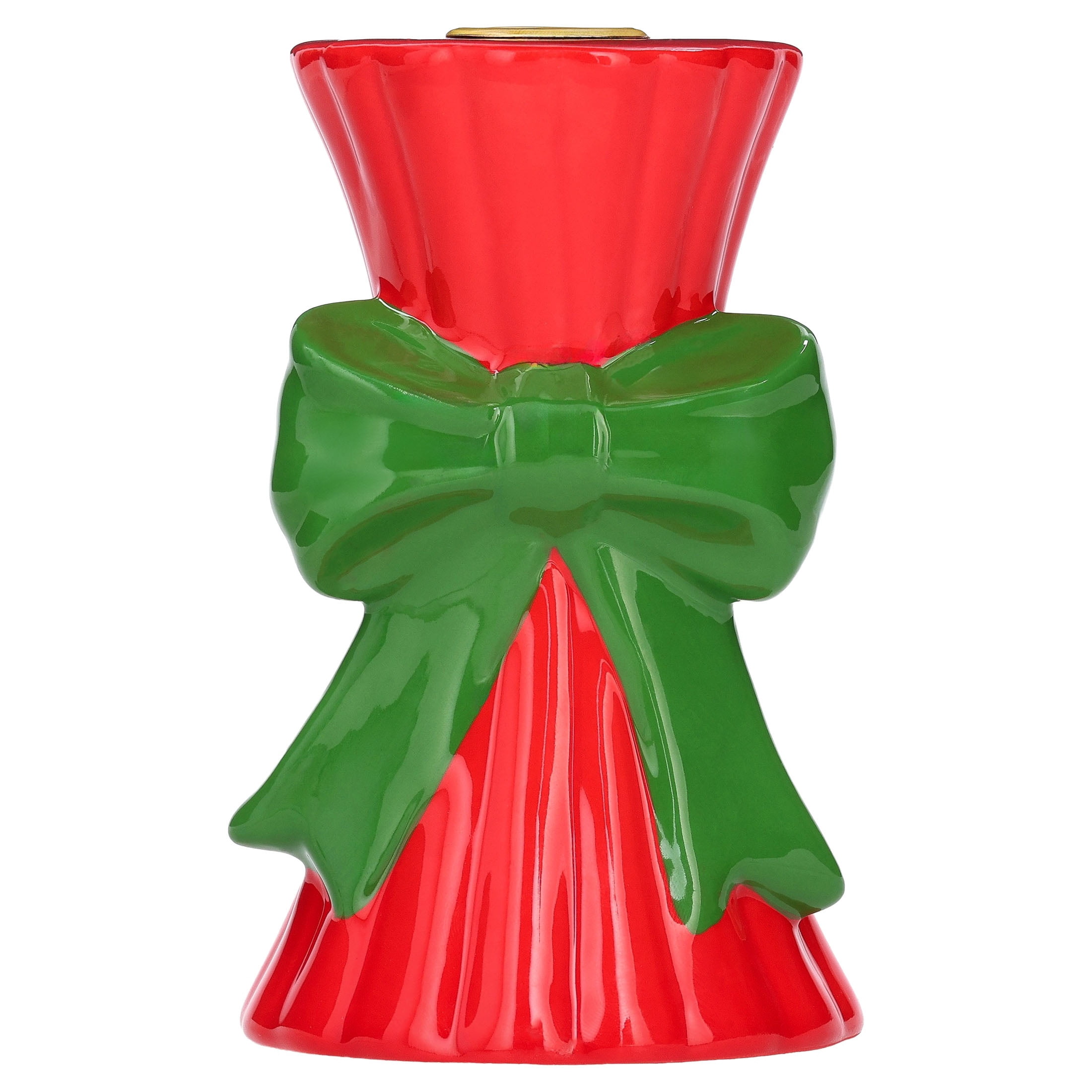 Red and Green Ceramic Christmas Taper Candle Holder, 5.5", by Holiday Time