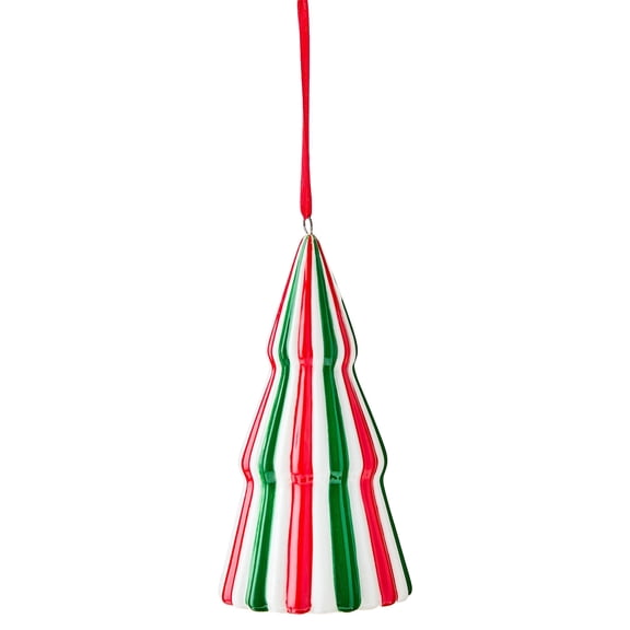 Red/White/Green Ceramic Tree Christmas Ornament, 5", by Holiday Time