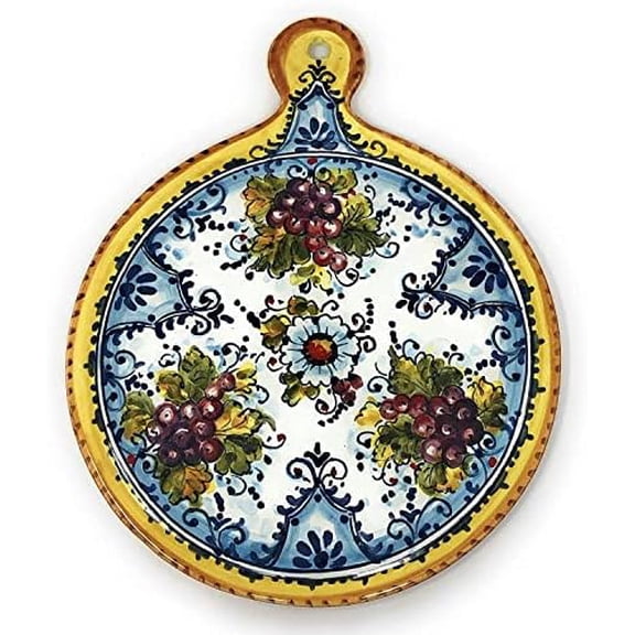CERAMICHE PARRINI - Italian Ceramic Art Kitchenware Tile Small Trivet Pottery Decorated Tuscan Grape Hand Painted Made in ITALY$$Home Decor, Kitchen, & Other