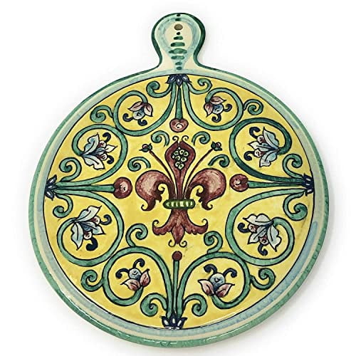 CERAMICHE PARRINI - Italian Ceramic Art Utensil Kitchenware Tile Trivet Pottery Decorated Lily Hand Painted Made in ITALY Tuscan$$Home Decor, Kitchen, & Other