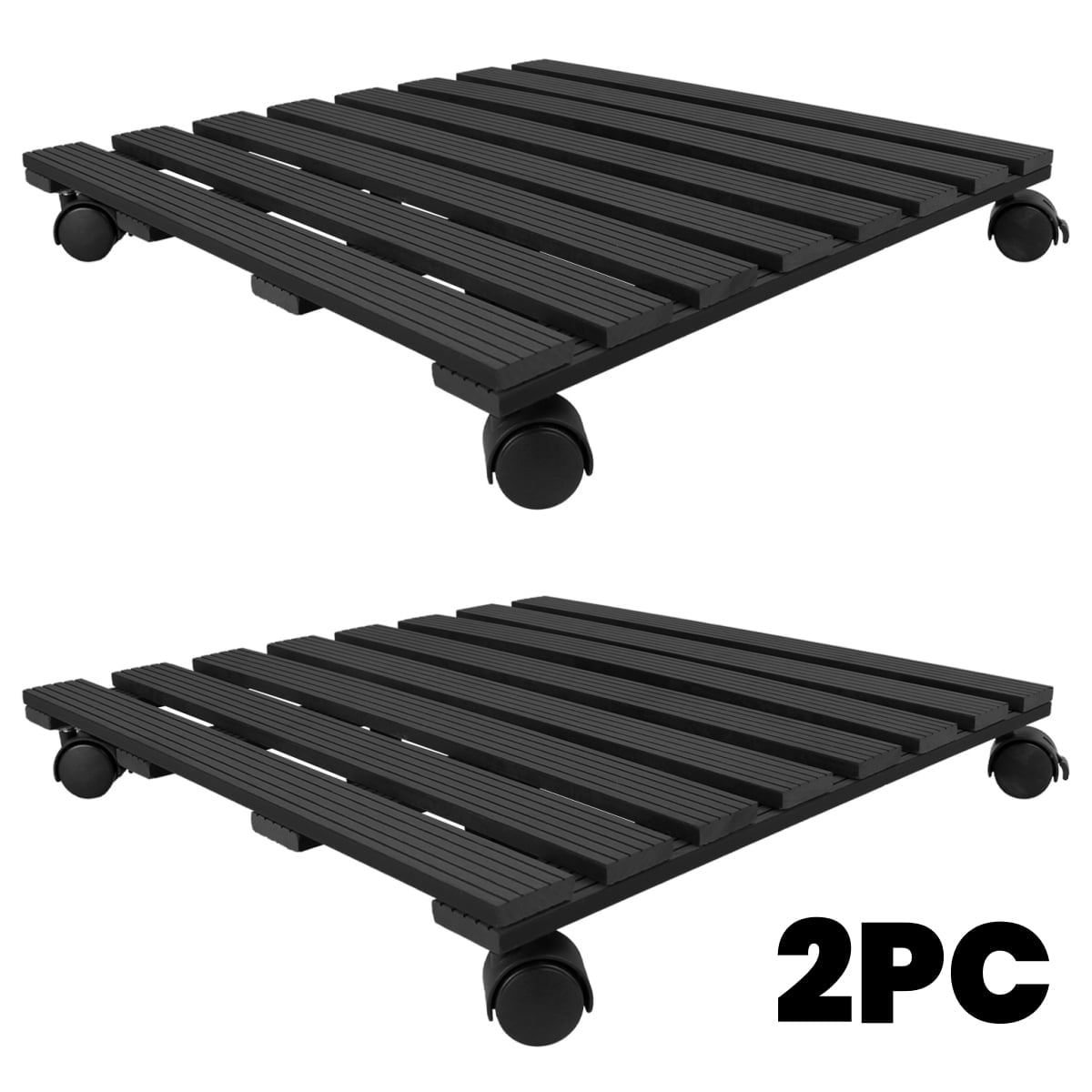 CERBIOR 2PC Plant Caddy 20Inches Duty Round Plant Roller 360° Lockable Caster Wheels,Indoor Outdoor on Roller Patio/Flower Pot/Succulent Pots, Black