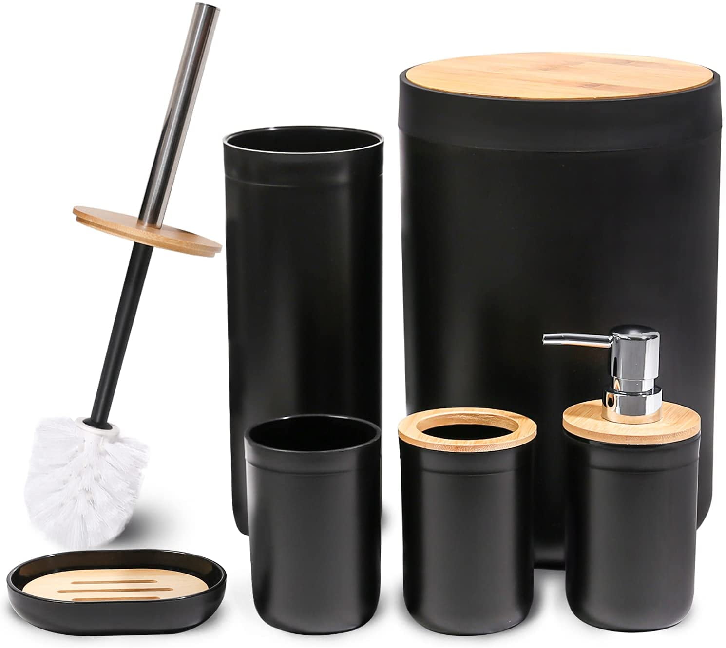 Bamboo toilet on sale brush set