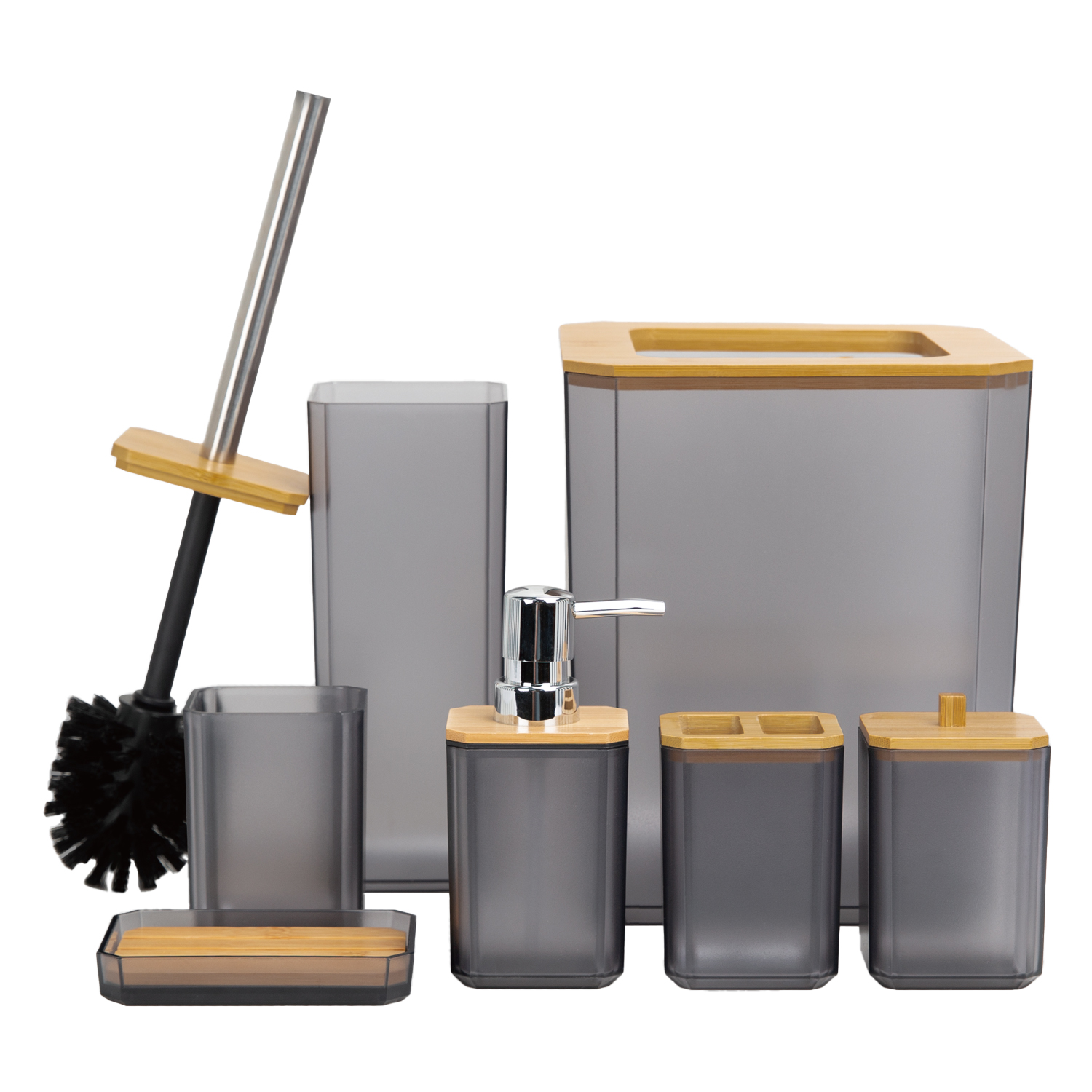 CERBIOR Bamboo Bathroom Accessory Set, 6 Pieces Bath Set Soap Dish