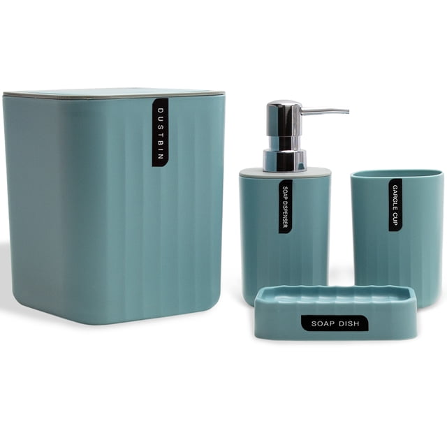 CERBIOR 4-Piece Bathroom Set, Including Soap Dispenser, Toothbrush Cup ...