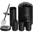 thumbnail image 1 of CERBIOR Bathroom Accessories Set 6 Pcs Bathroom Set Ensemble Complete Soap Dispenser Toothbrush Holder Tumbler Soap Dish Toilet Cleaning Brush Trash Can, Thread Black, 1 of 9