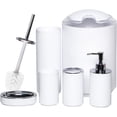 thumbnail image 1 of CERBIOR Bathroom Accessories Set 6 Piece Bath Ensemble with Smooth Surface Includes Soap Dispenser, Toothbrush Holder, Toothbrush Cup, Soap Dish for Decorative Countertop and Housewarming Gift, White, 1 of 8
