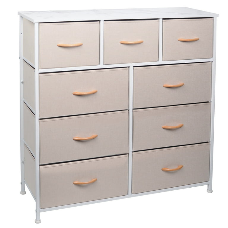 Cerbior Drawer Dresser Closet Storage Organizer 7-Drawer Closet Shelves, Sturdy Steel Frame Wood Top with Easy Pull Fabric Bins for Clothing, Blankets