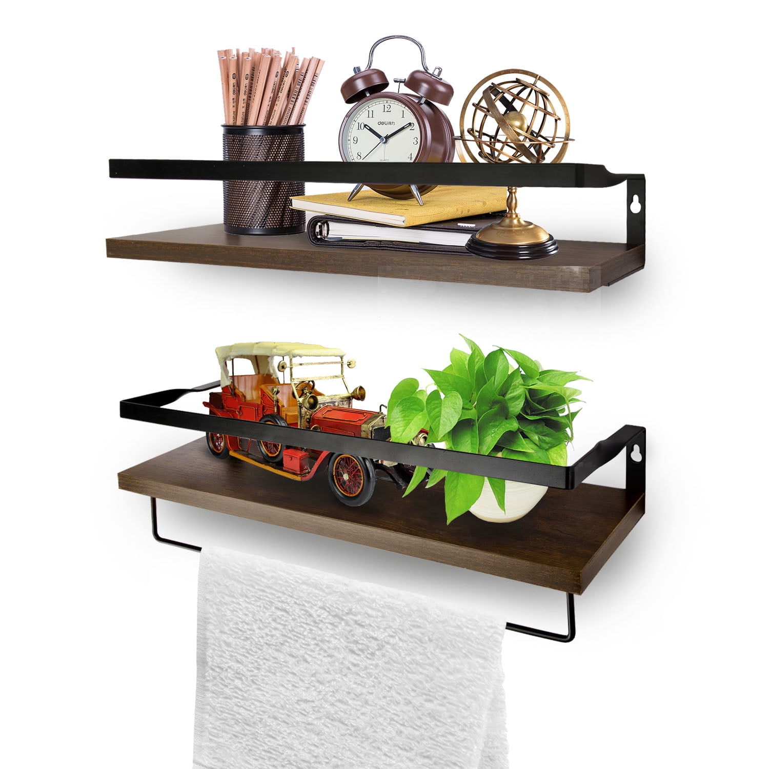 Dracelo 16.14 in. W x 6 in. D x 3 in. H Black 2+1 Tier Bathroom Wall  Mounted Floating Shelves with Metal Frame B09SKGTQ2Q - The Home Depot