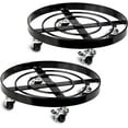 thumbnail image 1 of CERBIOR Metal Plant Caddy Heavy Duty Plant Stands Pot with 4 Rolling Wheels Indoor/Outdoor Holds Up 12 Inches and 80 Lbs Strong and Sturdy Design 2 Pack, Round, Black, 1 of 6