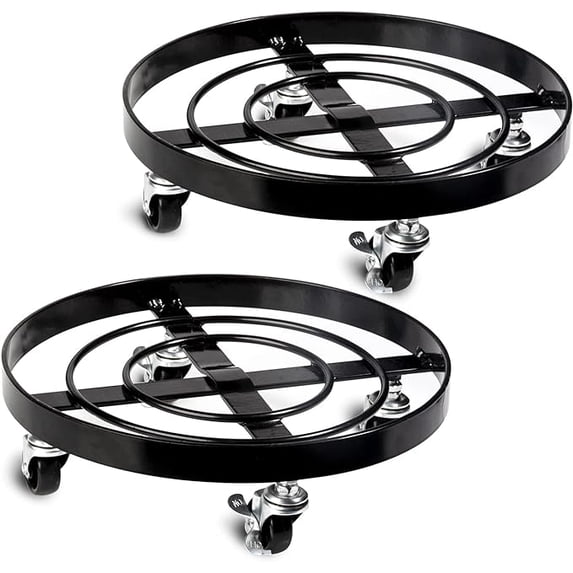 CERBIOR Metal Plant Caddy Heavy Duty Plant Stands Pot with 4 Rolling Wheels Indoor/Outdoor Holds Up 12 Inches and 80 Lbs Strong and Sturdy Design 2 Pack, Round, Black